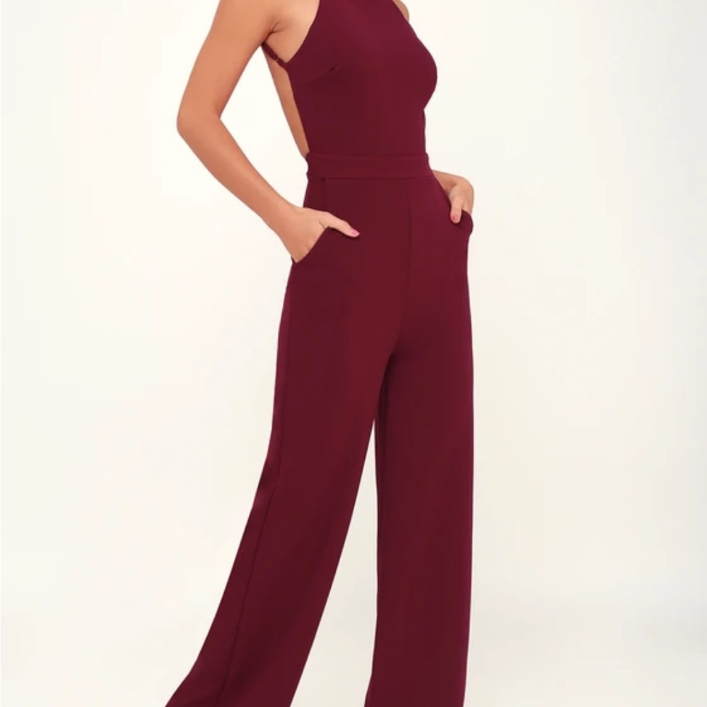 Lulu's Something to Behold Burgundy Jumpsuit